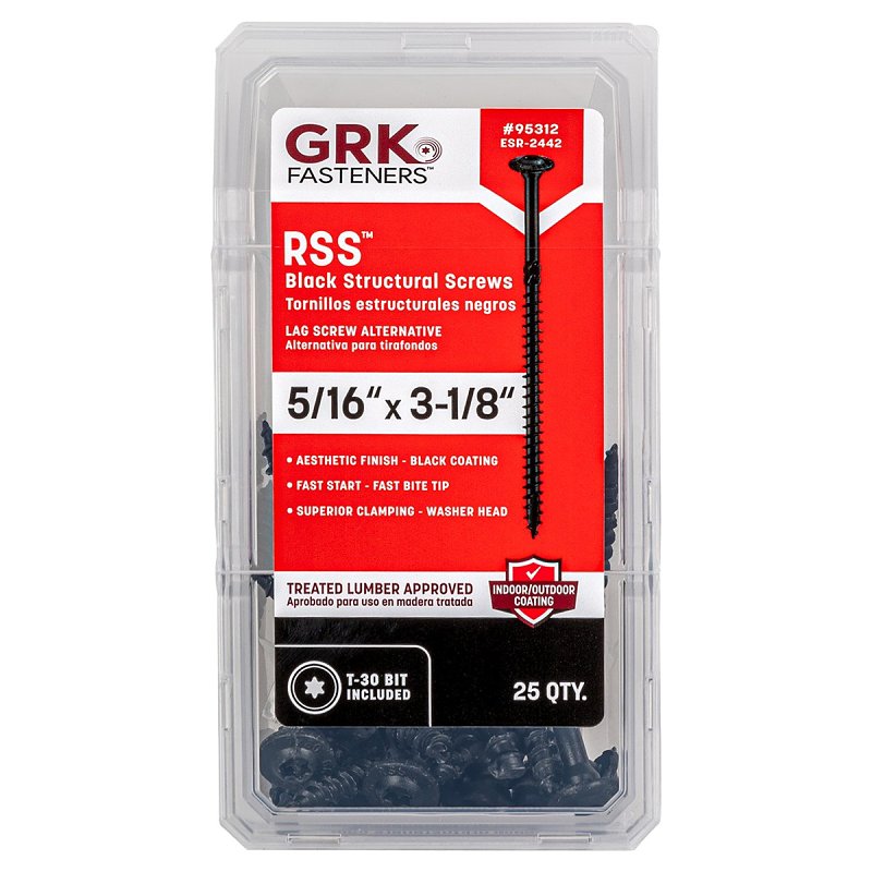 GRK Fasteners RSS Series 95312 Structural Screw, 3-1/8 in L, Coarse Th ...