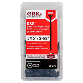 GRK Fasteners RSS Series 95312 Structural Screw, 3-1/8 in L, Coarse Thread, Washer Head, Torx Drive, Steel, Zinc-Plated