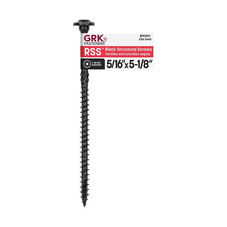 GRK Fasteners RSS Series 95511 Structural Screw, 5-1/8 in L, Coarse Thread, Washer Head, Torx Drive, Steel, Zinc-Plated, Pack of 50