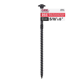 GRK Fasteners RSS Series 95611 Structural Screw, 6 in L, Coarse Thread, Washer Head, Torx Drive, Steel, Zinc-Plated, 1, Pack of 40