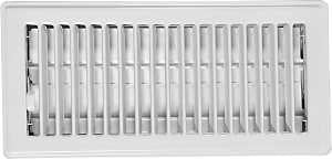 Imperial RG3296 Standard Floor Register, 7-3/4 in W Duct Opening, 3-3/4 in H Duct Opening, Steel, White