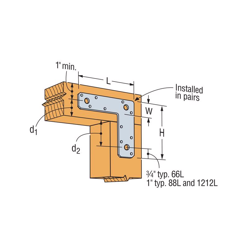 Simpson Strong-Tie 6 in. H X 6 in. W 14 Ga. Galvanized Steel L Strap, Pack of 10