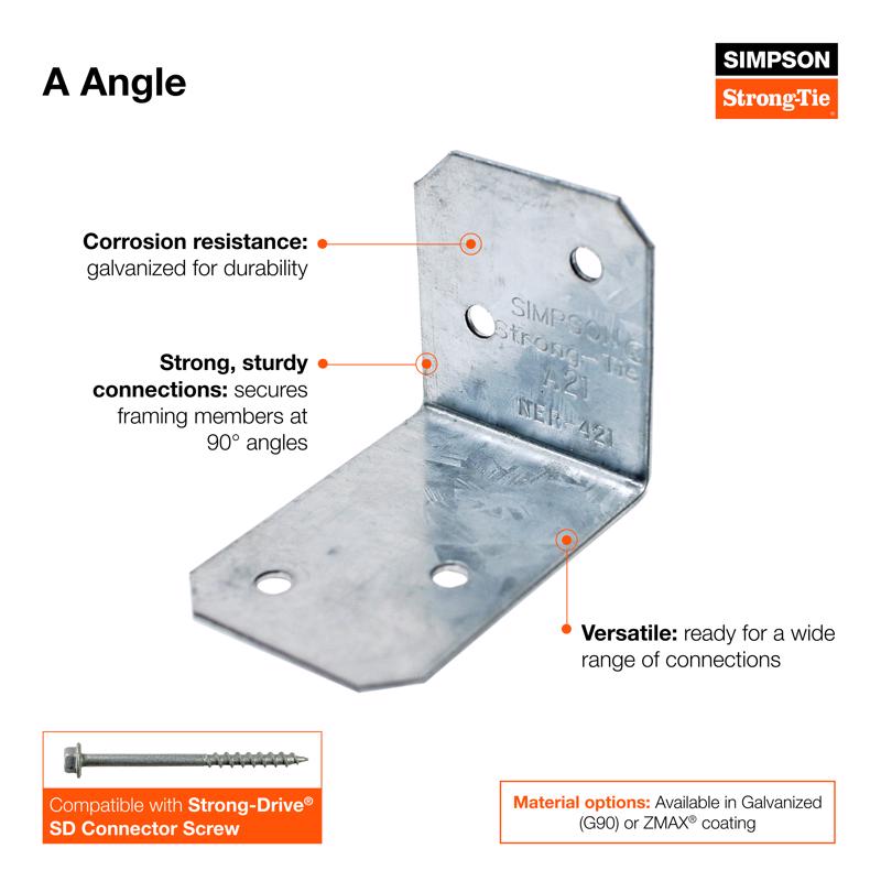 Simpson Strong-Tie 2 in. W X 2.8 in. L Galvanized Steel Angle
