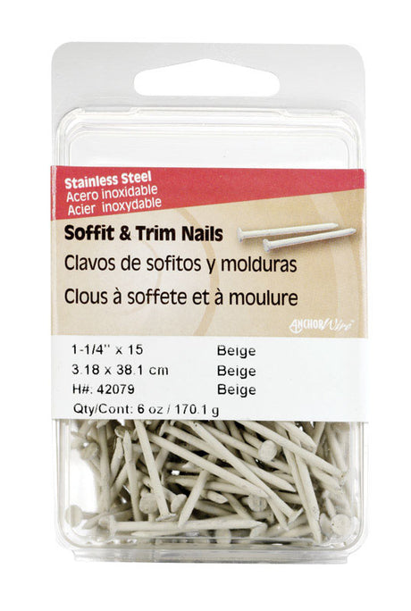 HILLMAN 1-1/4 in. Soffit and Trim Stainless Steel Nail Flat Head, Pack of 5