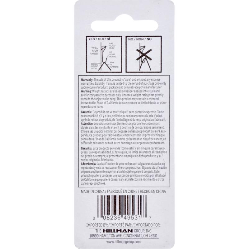 HILLMAN Brass-Plated Gold Professional Picture Hanger 75 lb 2 pk, Pack of 10