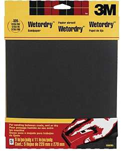 3M 9086 Sandpaper, 11 in L, 9 in W, Silicone Carbide Abrasive, 320 Grit, Extra Fine