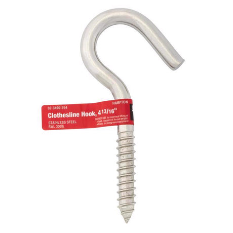 Hampton Small Stainless Steel 4.8125 in. L Clothesline Hook 300 lb 1 pk, Pack of 5