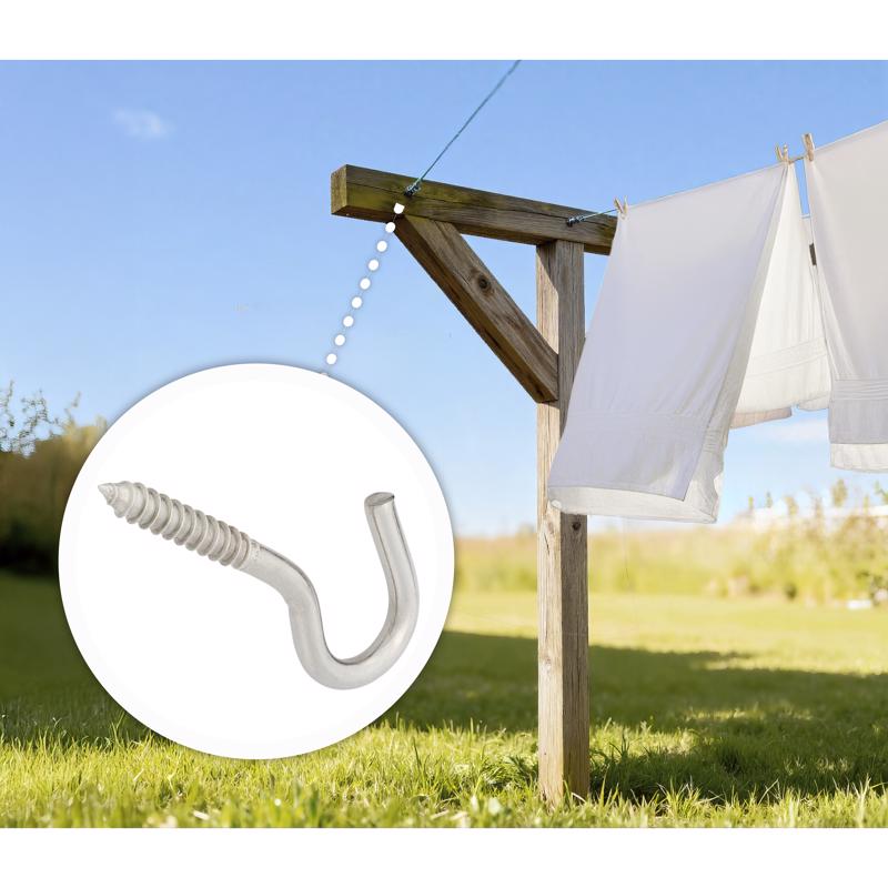 Hampton Small Stainless Steel 4.8125 in. L Clothesline Hook 300 lb 1 pk, Pack of 5