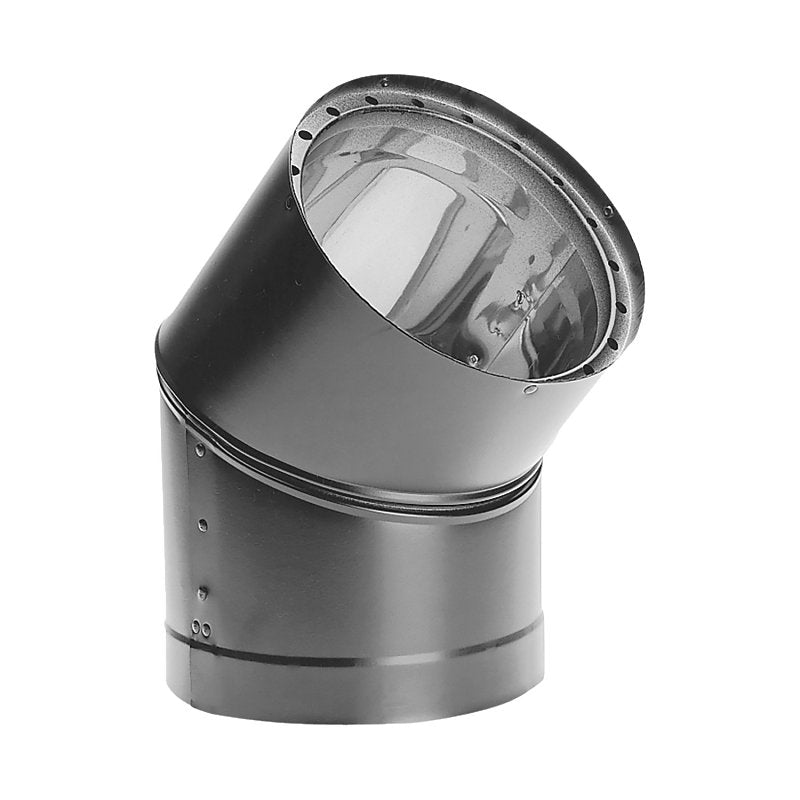DuraVent DVL 6DVL-E45 Stove Pipe Elbow, 45 deg Angle, 6 in, Twist Lock, 0.016/0.018 in Gauge, Stainless Steel