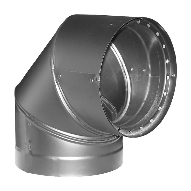 DuraVent DVL 6DVL-E90 Stove Pipe Elbow, 90 deg Angle, 6 in, Twist Lock, 0.016/0.018 in Gauge, Stainless Steel