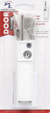 Prime-Line U 9919 Patio Door Lock, Different Key, Zinc, White, 3/16, 1/8, 1/4 in Thick Door