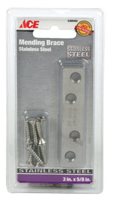 Ace 3 in. H X 0.625 in. W X 3 in. L Stainless Steel Mending Brace