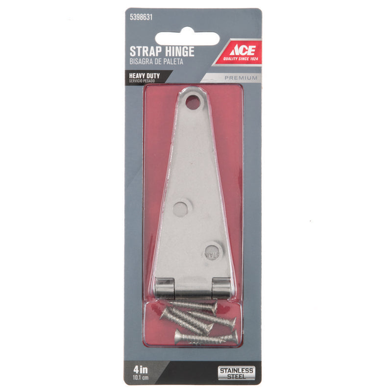 Ace 4 in. L Stainless Steel Heavy Duty Strap Hinge 1 pk