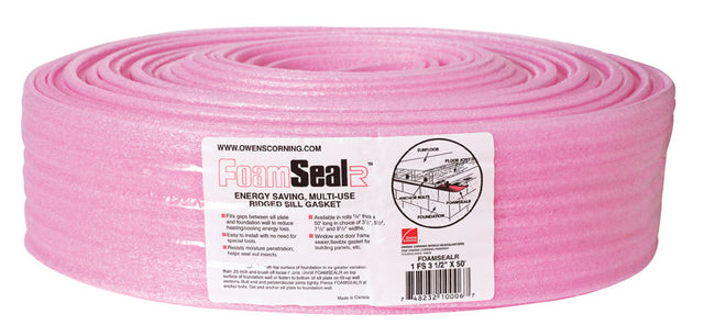 Owens Corning 3.5 in. W X 50 ft. L X 0.25 in. Unfaced Fiberglass Ridged Sill Gasket Roll 14-1/2 sq f, Pack of 12