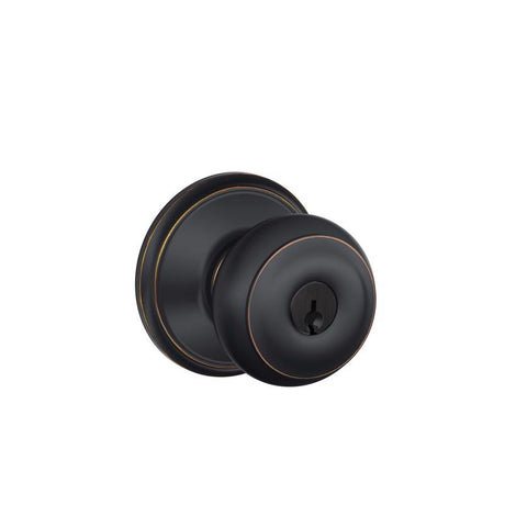 Schlage Georgian Aged Bronze Entry Door Knob 1-3/4 in.