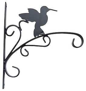 Landscapers Select GB-3019 Hanging Plant Bracket, 11 in L, 11.8 in H, Steel, Black, Matte Black, Wall