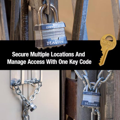 Master Lock 1-5/16 in. H X 1-3/4 in. W Laminated Steel Ball Bearing Locking Exterior Padlock, Pack of 6