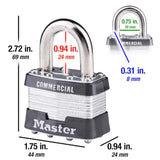 Master Lock 1-5/16 in. H X 1-3/4 in. W Laminated Steel Ball Bearing Locking Exterior Padlock, Pack of 6