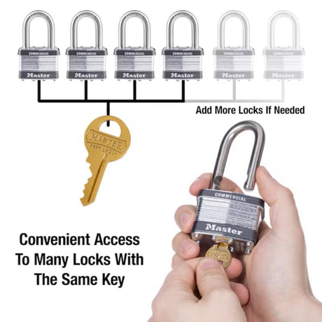 Master Lock 1-1/2 in. H X 7/8 in. W X 2 in. L Steel 4-Pin Cylinder Exterior Padlock, Pack of 6
