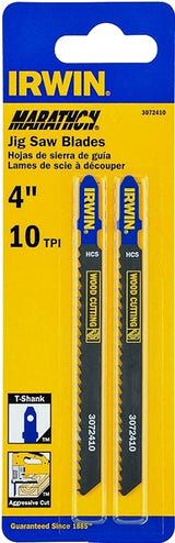 Irwin 3072410 Jig Saw Blade, 4 in L, 10 TPI, Carbon Steel, Metal, Wood