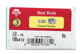 HILLMAN 1/2 in. Zinc Dichromate Steel USS Hex Nut 50 pk