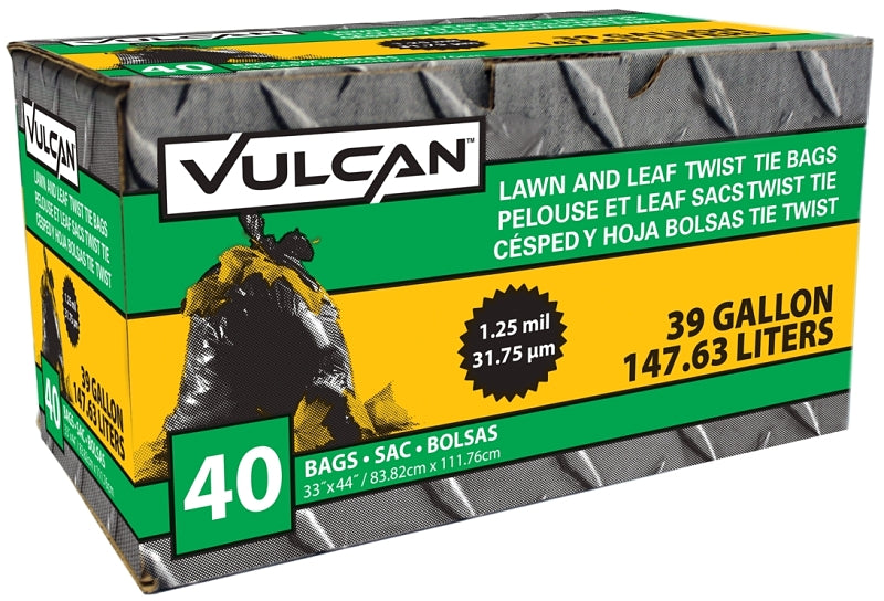 Vulcan FG-03812-05 Lawn and Leaf Bag, 39 gal, Black