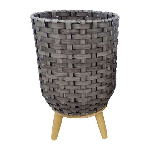 Alpine 15 in. H X 12 in. W X 12 in. D Plastic Wicker Plant Basket Gray