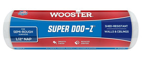 Wooster SUPER DOO-Z R204-9 Roller Cover, 1/2 in Thick Nap, 9 in L, Fabric Cover, White