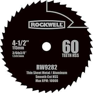 Rockwell RW9282 Circular Saw Blade, 60-Teeth, 4-1/2 in Dia, 3/8 in Arbor