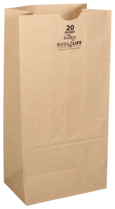 Duro Bag Husky Dubl Lif 70220 Grocery SOS Bag, #20, 8-1/4 in L, 5-5/16 in W, 16-1/8 in H, Recycled Paper, Kraft