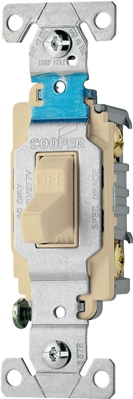 Eaton CS115V Toggle Switch, 15 A, 120/277 V, Screw, Side Wire Terminal, PVC Housing Material, Ivory