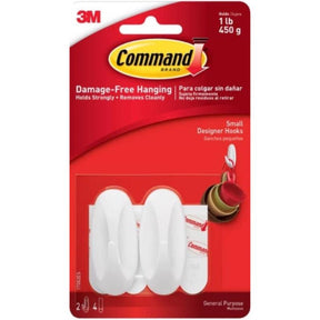 3M Command Small Plastic Designer Hooks 2.125 in. L 2 pk, Pack of 6