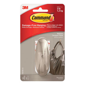 3M Command Medium Plastic Designer Hooks 3.125 in. L 1 pk, Pack of 4