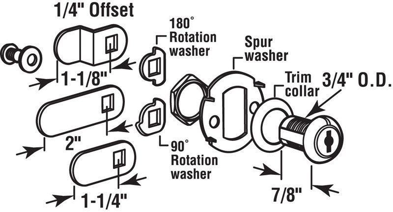 Prime-Line Chrome Silver Stainless Steel Cabinet/Drawer Lock