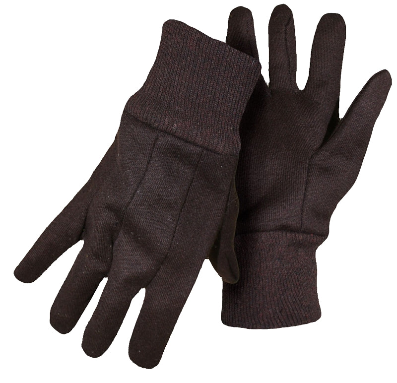 Boss B62011-L12P Mediumweight Work Gloves, L, 8 to 8-3/8 in L, Straight Thumb, Slip-On Cuff, Jersey, Brown