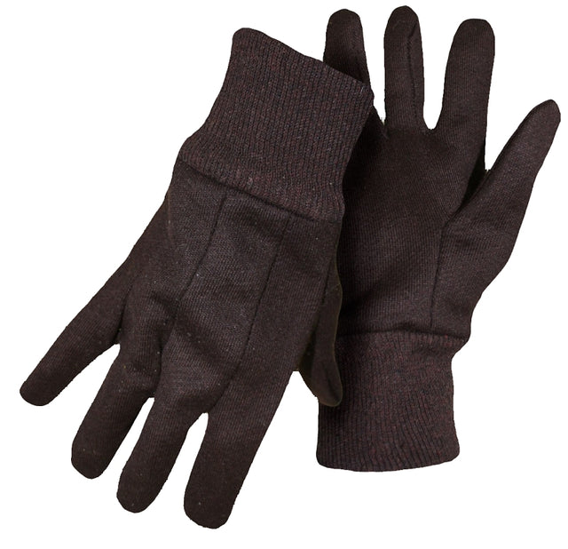 Boss B62011-L12P Mediumweight Work Gloves, L, 8 to 8-3/8 in L, Straight Thumb, Slip-On Cuff, Jersey, Brown
