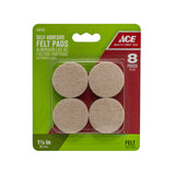 Ace Felt Self Adhesive Protective Pad Brown Round 1-1/2 in. W 8 pk