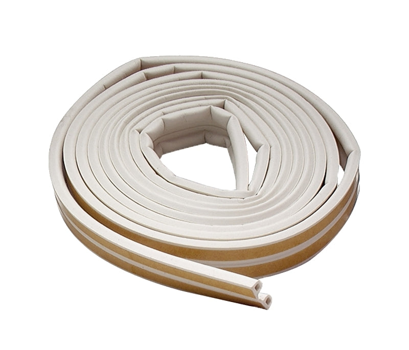 M-D 02618 Weatherstrip Tape, 3/8 in W, 17 ft L, EPDM Rubber, White, 12/PK