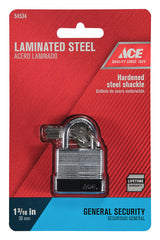 Ace 1-1/16 in. H X 1-3/16 in. W X 11/16 in. L Laminated Steel Pin Tumbler Padlock