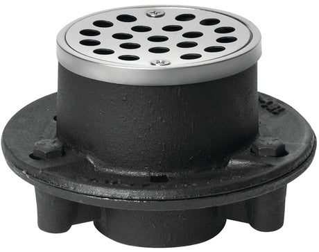 Oatey 42192 Shower Drain, Iron, Black, Specifications: Screw-In Cover Design, Round Shape