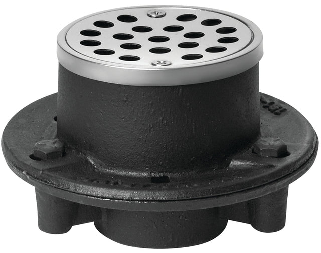 Oatey 42192 Shower Drain, Iron, Black, Specifications: Screw-In Cover Design, Round Shape
