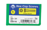 HILLMAN 3/8 in. D X 3/4 in. L Heat Treated Steel Hex Head Cap Screw 100 pk