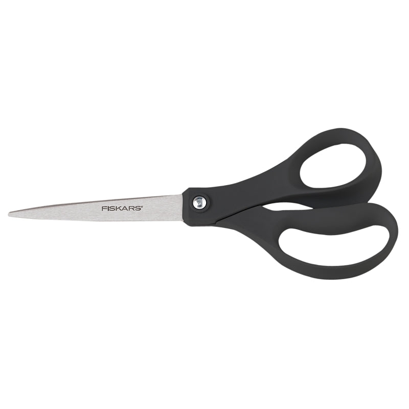 Fiskars 1067262 Scissors, 8 in OAL, 3-3/4 in L Cut, Stainless Steel Blade, Contoured Handle, Black/Gray Handle