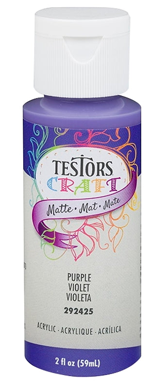 Testors 292425A Acrylic Craft Paint, Matte, Purple, 2 oz, Bottle