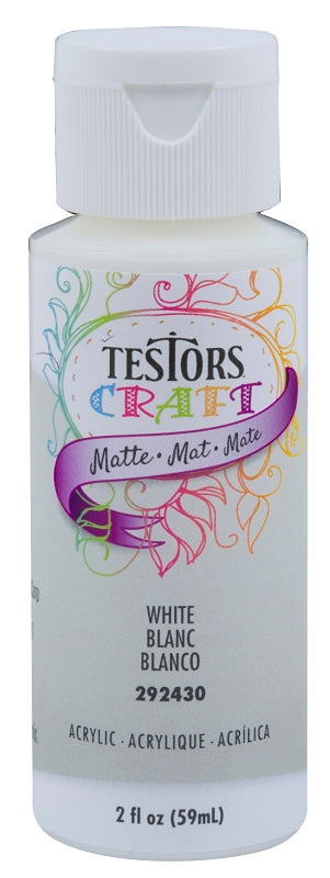 Testors 292430A Acrylic Craft Paint, Matte, White, 2 oz, Bottle