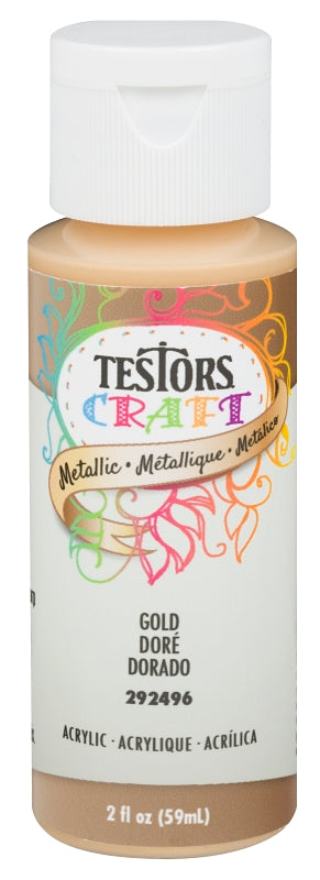 Testors 292496A Acrylic Craft Paint, Metallic, Gold, 2 oz Bottle
