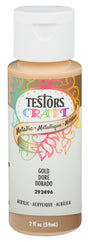 Testors 292496A Acrylic Craft Paint, Metallic, Gold, 2 oz Bottle