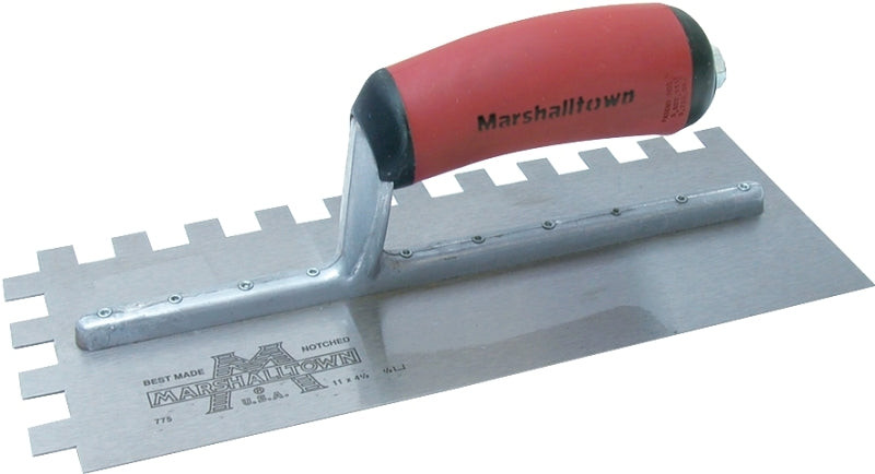 Marshalltown 775SD Trowel, 11 in L, 4-1/2 in W, Square Notch, Curved Handle