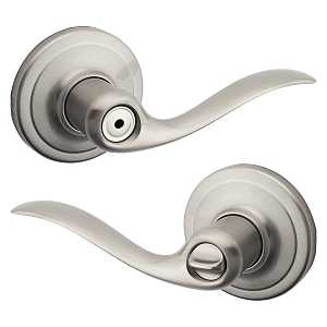 Kwikset Signature Series 730TNL15RCALRCS Privacy Lever, Thumbturn Lock, Satin Nickel, Reversible Hand, 4-7/32 in L Lever