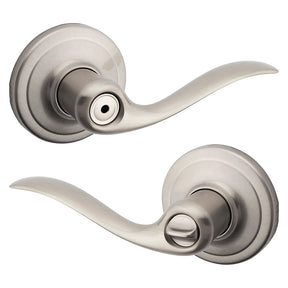 Kwikset Signature Series 730TNL15RCALRCS Privacy Lever, Thumbturn Lock, Satin Nickel, Reversible Hand, 4-7/32 in L Lever